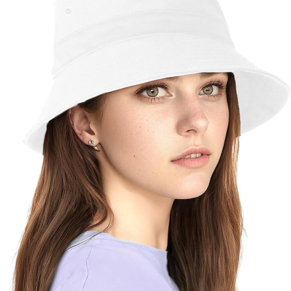 Unisex Bucket Hat for Women Men Cotton Summer Sun Beach Hat, Denim Packable Fish
